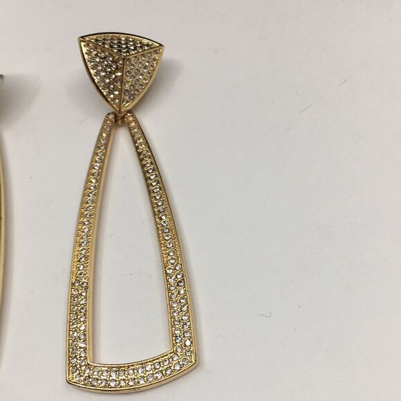 House of Harlow 1960 Mesa Door Knocker Gold Tone & Rhinestone Earrings - Picture 7 of 14